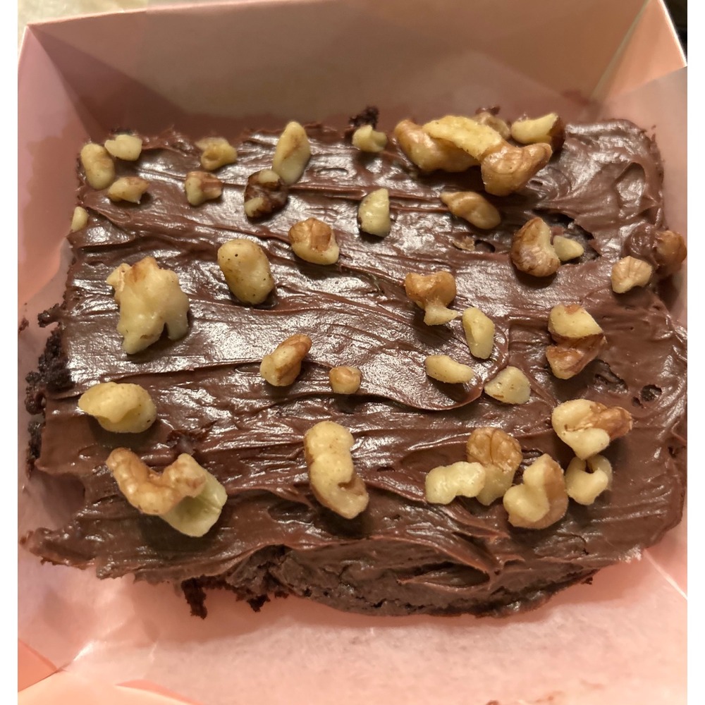 Brownie Brown Chocolate Frosted Walnut Topped Gluten Free Collectible Dessert